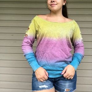 Long sleeve cut up sweater